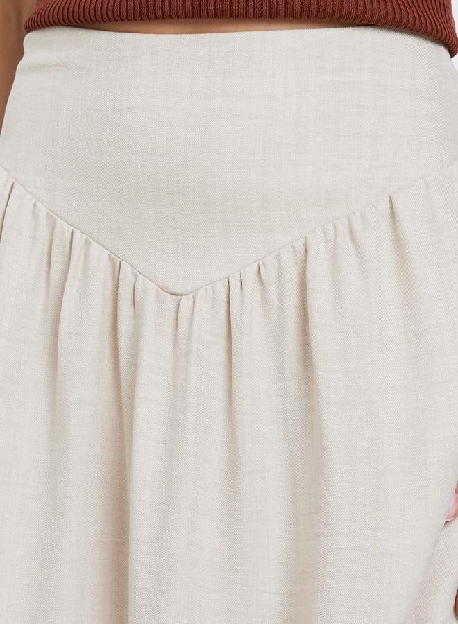 Take Two Beige Solid A-Line Maxi Skirt - Image 3