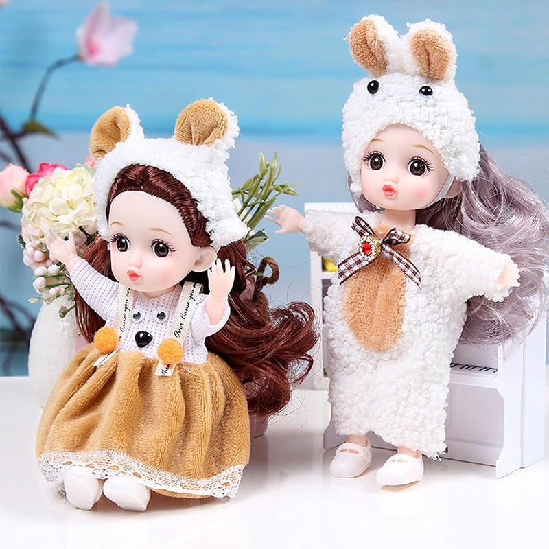 TNDCKP 6 Pcs 6 Inch Princess Girl Mini Cute Dolls, Sister Small Princess Dolls, Miniature Little Girl for 3+ Year Old Girls - Image 5