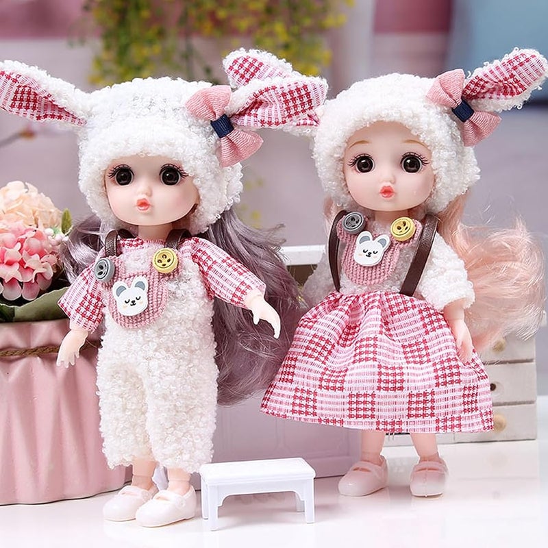 TNDCKP 6 Pcs 6 Inch Princess Girl Mini Cute Dolls, Sister Small Princess Dolls, Miniature Little Girl for 3+ Year Old Girls - Image 3