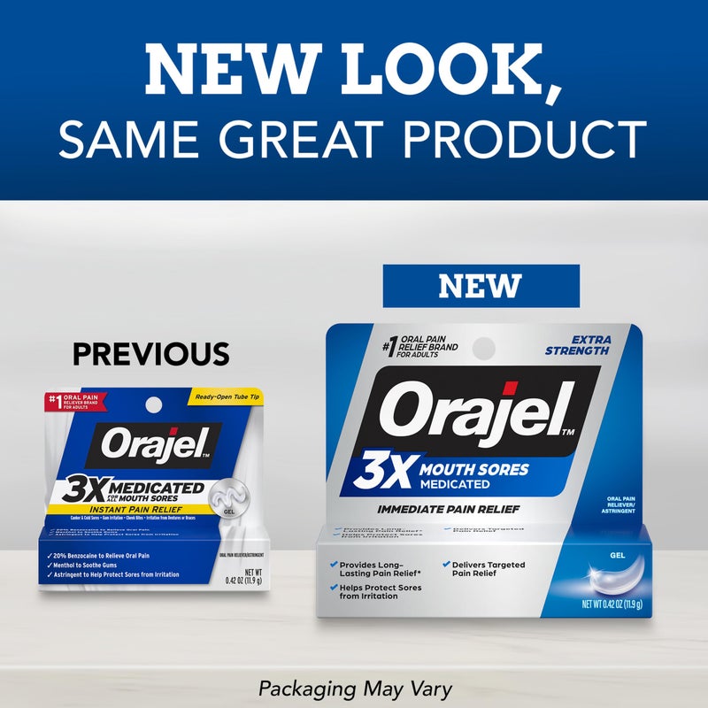 Orajel 3X for Mouth Sores: Maximum Strength Gel Tube 0.42oz- From #1 Oral Pain Relief Brand - Image 2