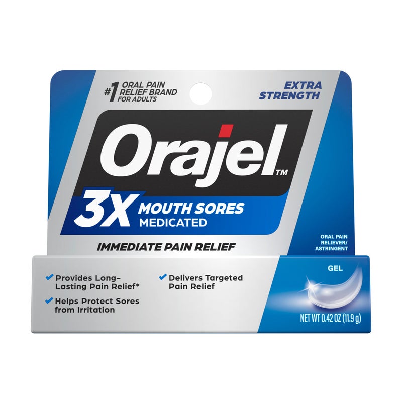 Orajel 3X for Mouth Sores: Maximum Strength Gel Tube 0.42oz- From #1 Oral Pain Relief Brand - Image 1