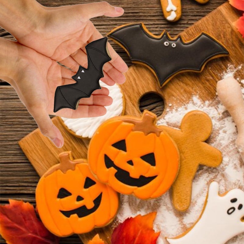 Maykito Halloween Cookie Cutters Set Large - Witch's Hat, Pumpkin, Ghost, Bat and Cat Cutter Stainless Steel - Image 5