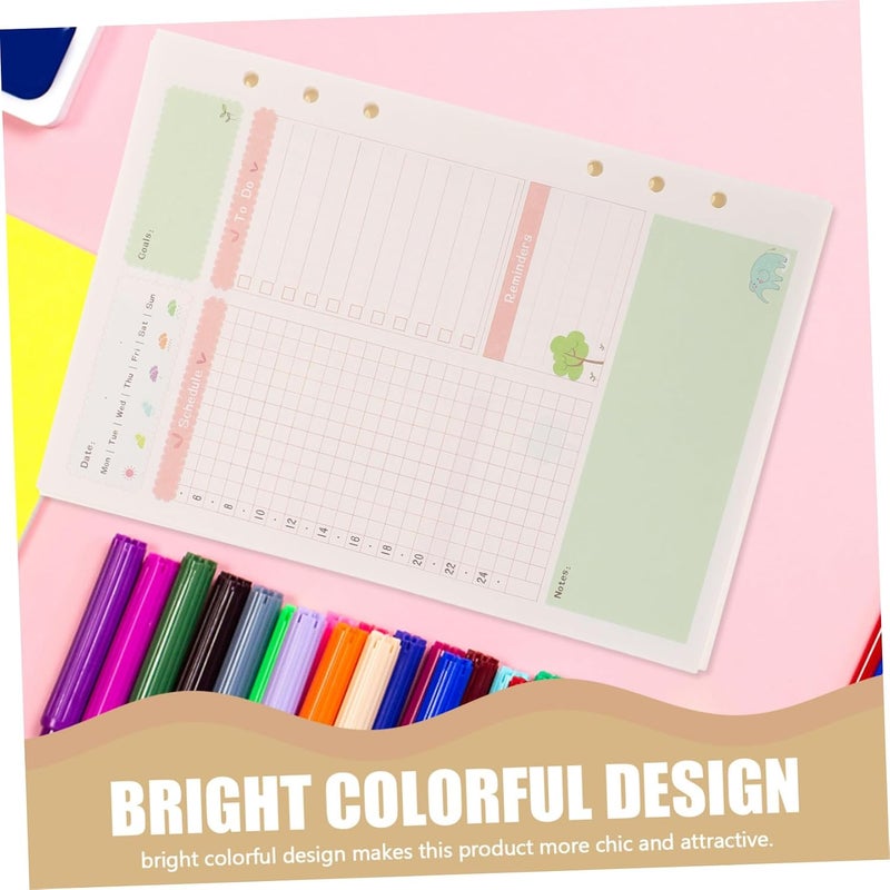 Homoyoyo Handbook Refill A5 Size 6 Holes Loose Leaf Paper Planner Notebook 90 Sheets Bright Design Spiral - Image 3