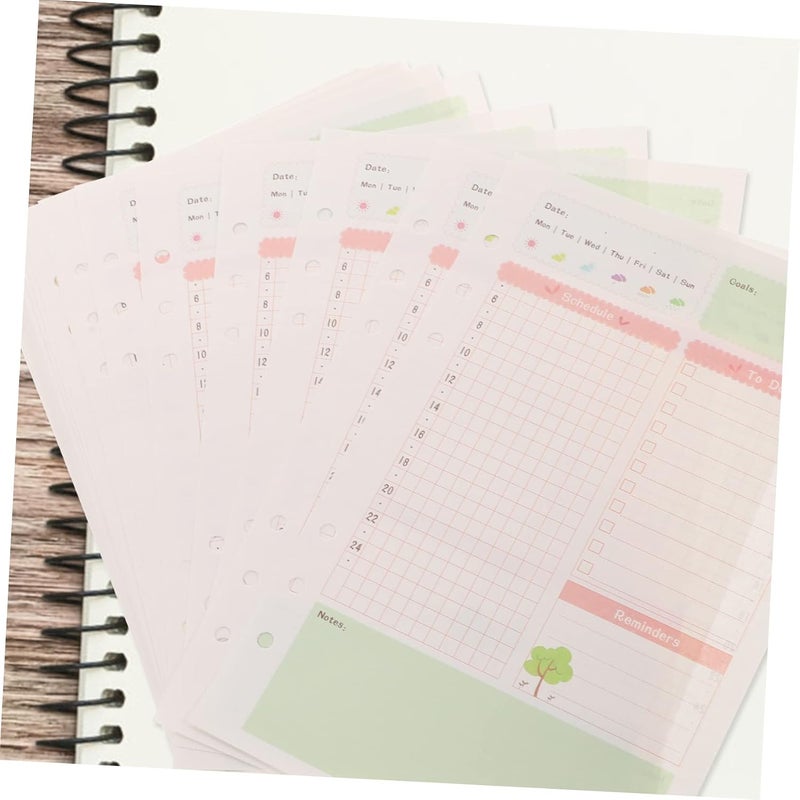 Homoyoyo Handbook Refill A5 Size 6 Holes Loose Leaf Paper Planner Notebook 90 Sheets Bright Design Spiral - Image 4