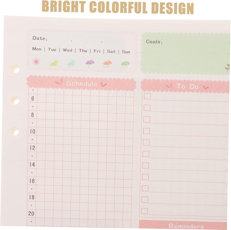 Homoyoyo Handbook Refill A5 Size 6 Holes Loose Leaf Paper Planner Notebook 90 Sheets Bright Design Spiral - Image 5