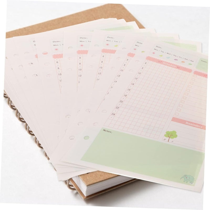 Homoyoyo Handbook Refill A5 Size 6 Holes Loose Leaf Paper Planner Notebook 90 Sheets Bright Design Spiral - Image 2