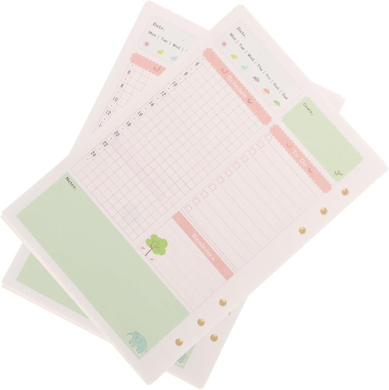 Homoyoyo Handbook Refill A5 Size 6 Holes Loose Leaf Paper Planner Notebook 90 Sheets Bright Design Spiral - Image 1