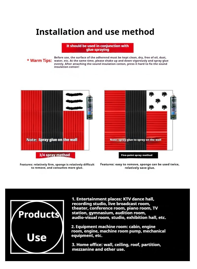 general 12-Piece Recording Studio Soundproof Wedge Foam - Image 2