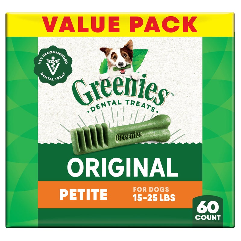 Greenies Veterinarian-Recommended Adult Natural Dental Dog Treats Petite Size, Original Flavor, 36 oz. Pack, 60 Count - Image 1