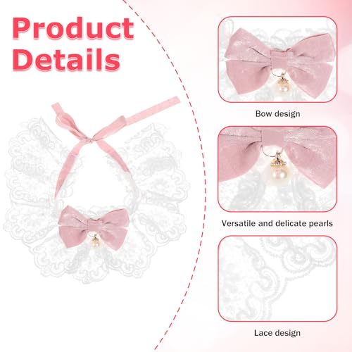 Aysatogc Cat Bow Collar, Breakaway Kitten Collar with Cute Bow Tie Girl Cat Collars Cats Princess Costumes Pink Outfit for Kitty and Some Puppies Birthday Party (Pink, M (7-11lbs)) - Image 3