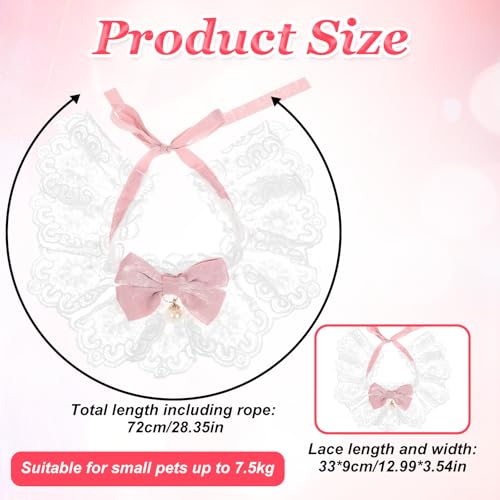 Aysatogc Cat Bow Collar, Breakaway Kitten Collar with Cute Bow Tie Girl Cat Collars Cats Princess Costumes Pink Outfit for Kitty and Some Puppies Birthday Party (Pink, M (7-11lbs)) - Image 2