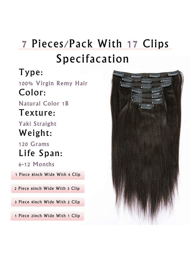 Anrosa - Yaki Hair Clip In Yaki Hair Extensions Clip In Human Hair Yaki Hair Clip In Extensions For African American Yaki Straight Clip Ins Natural Hair Thick Volume Natural Black 1B 14 Inch 120 Gram - Image 1