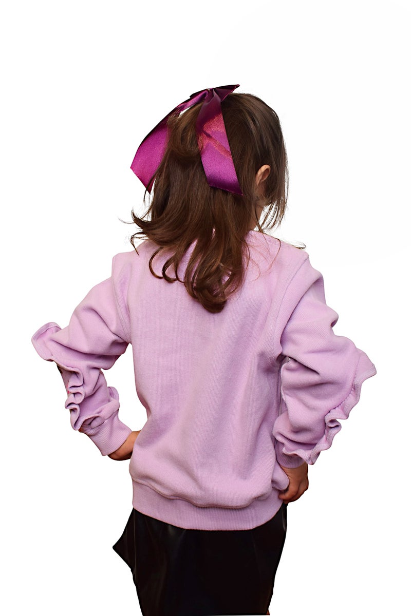 Bongo Kids Wear Girl's Cashmere Cotton Long Sleeve  Sweetshirt - Lavander - Image 3