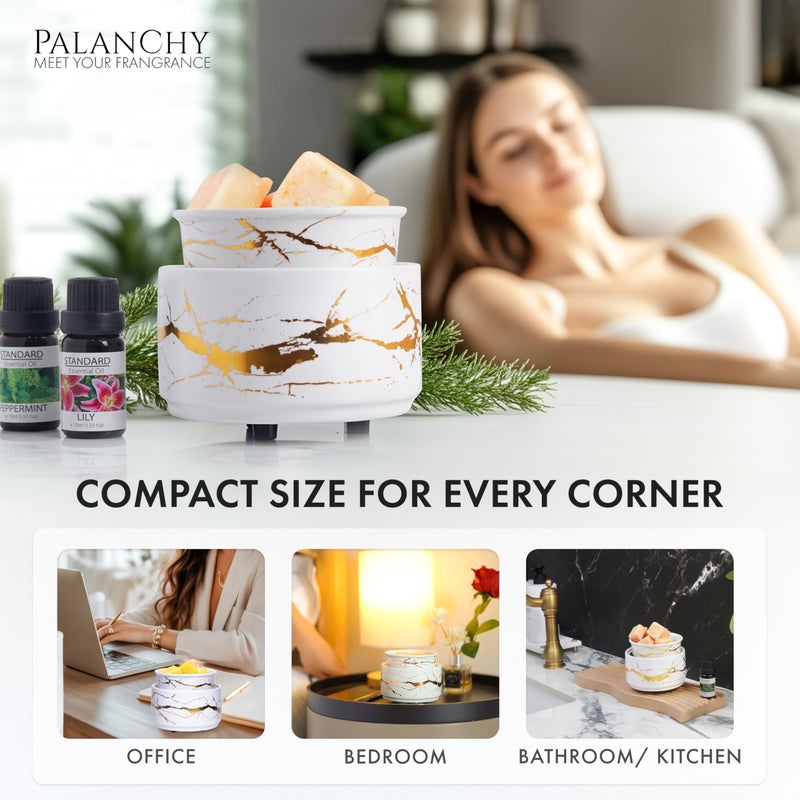 PALANCHY Wax Melt Warmer Ceramic 3-in-1 Oil Burner Electric Candle Wax Warmer Burner Melter Fragrance Warmer for Scented Waxs Home Office Bedroom Aromatherapy Gift & Decor - Image 4