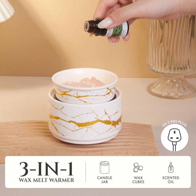 PALANCHY Wax Melt Warmer Ceramic 3-in-1 Oil Burner Electric Candle Wax Warmer Burner Melter Fragrance Warmer for Scented Waxs Home Office Bedroom Aromatherapy Gift & Decor - Image 3