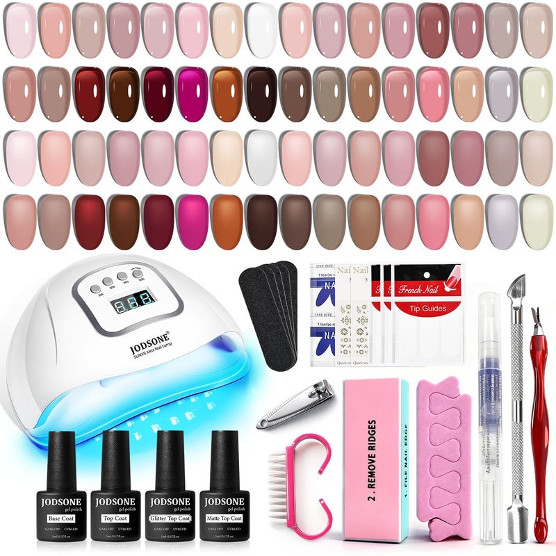 JODSONE 36Pcs Jelly Gel Nail Polish Kit with 4 Functional Gel for All Seasons - Image 1