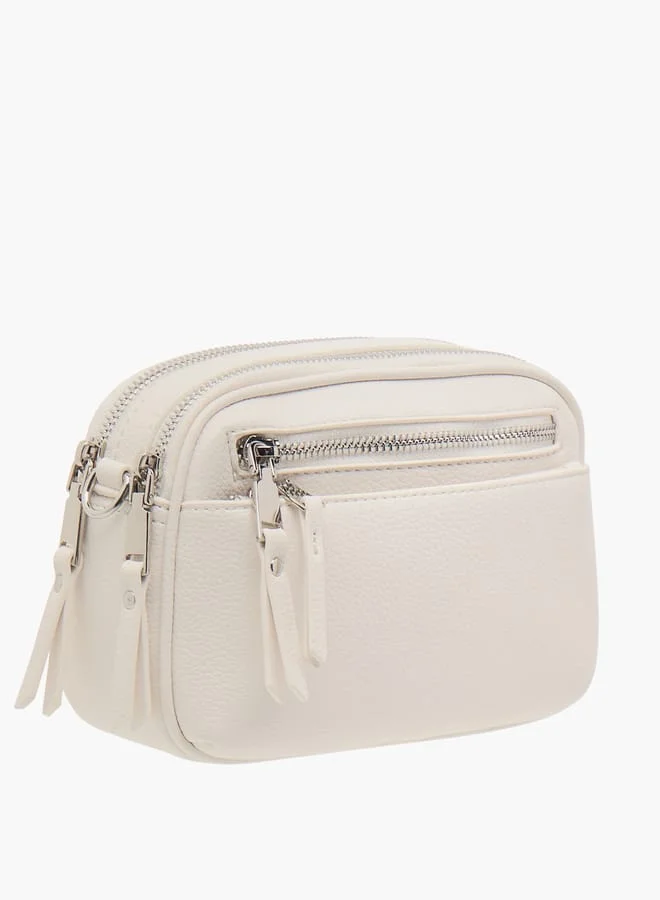 MISSY Women Textured Crossbody Bag with Zip Closure and Adjustable Strap