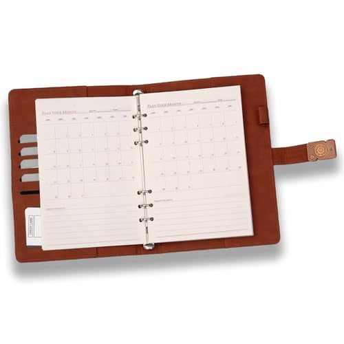COI Brown Undated Organizer Notebook & Productivity Diary Daily Planner, Weekly & Monthly Life Journal, with Pen - Image 3