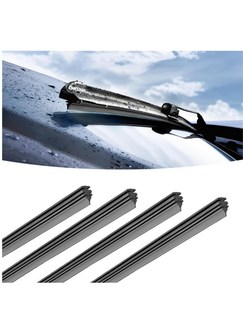 4PCS 32Inch Car Wiper Rubber Refill Blades Soft Windshield Wiper Insert Strips DIY Adjustable Boneless Wiper Replacement Universal Fit for Most Vehicles Can Be Cut to Size - Image 1
