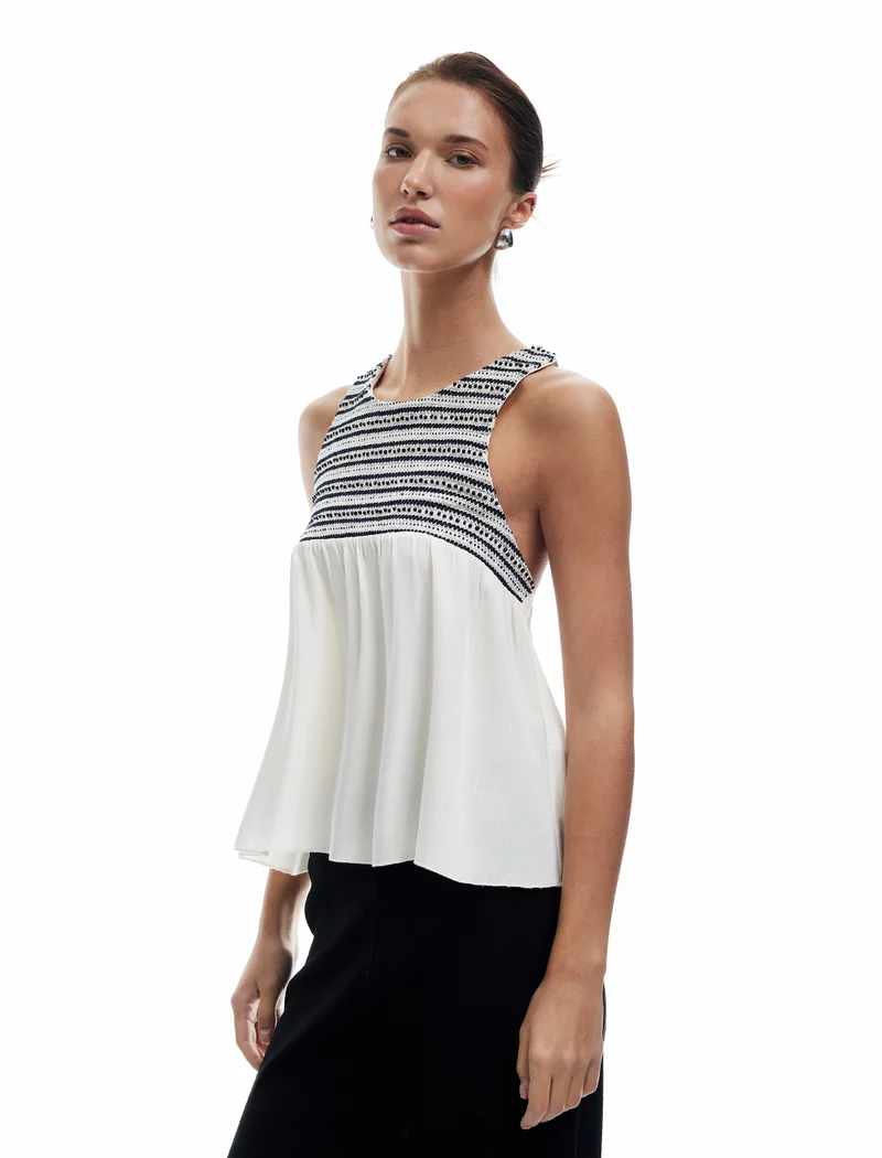 كوتون Strappy Crocheted Blouse