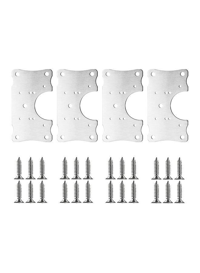 Y&D (4 Half Hole Plate)Hinge Repair Plate Kit For Cabinet Stainless Steel Brackets Easy Installation Hinges With Mounting Screws Fixing Kitchen Cupboard Door 4 PCS - Image 1