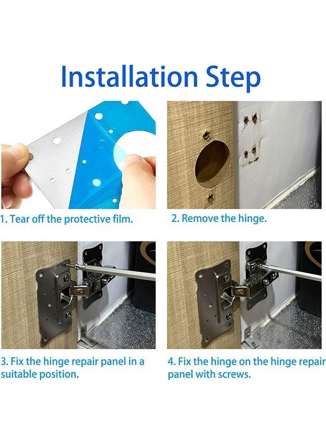 Y&D (4 Half Hole Plate)Hinge Repair Plate Kit For Cabinet Stainless Steel Brackets Easy Installation Hinges With Mounting Screws Fixing Kitchen Cupboard Door 4 PCS - Image 3