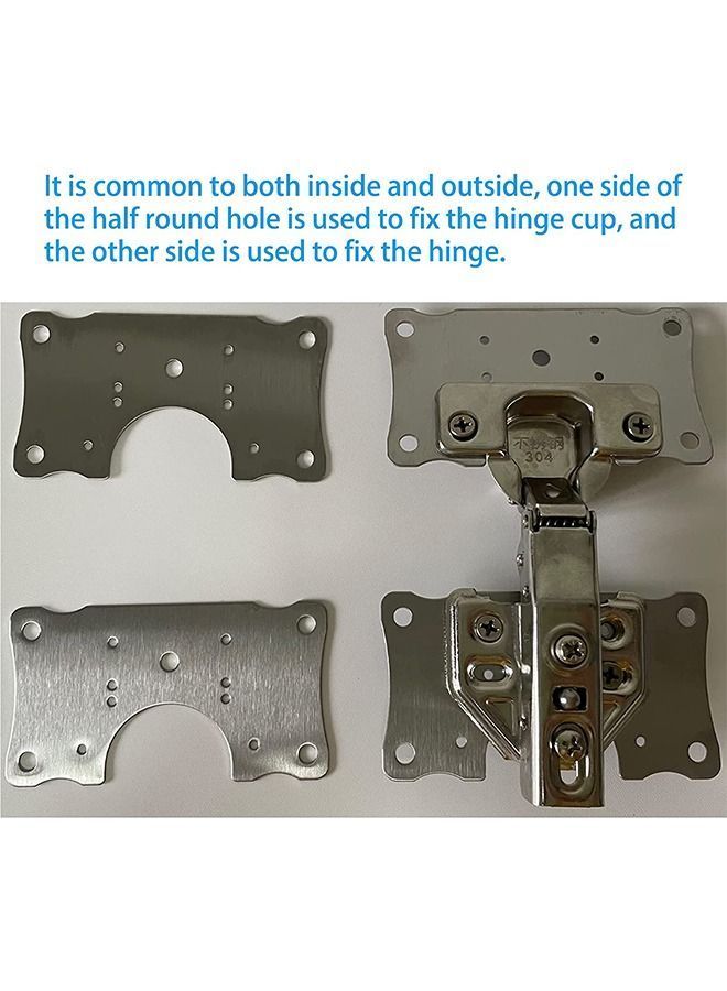 Y&D (4 Half Hole Plate)Hinge Repair Plate Kit For Cabinet Stainless Steel Brackets Easy Installation Hinges With Mounting Screws Fixing Kitchen Cupboard Door 4 PCS - Image 4