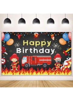 Tatuo Firetruck Birthday Party Supplies Decorations Firetruck Theme Backdrop Background Banner For Boys Girls Birthday Party Favor Fireman Firefighter Red Firetruck Kids Party Photo Booth Cake Table Decor  - Image 1