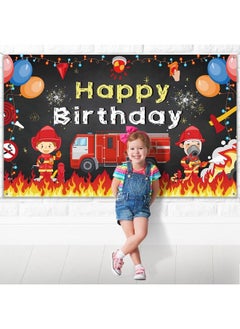 Tatuo Firetruck Birthday Party Supplies Decorations Firetruck Theme Backdrop Background Banner For Boys Girls Birthday Party Favor Fireman Firefighter Red Firetruck Kids Party Photo Booth Cake Table Decor  - Image 5