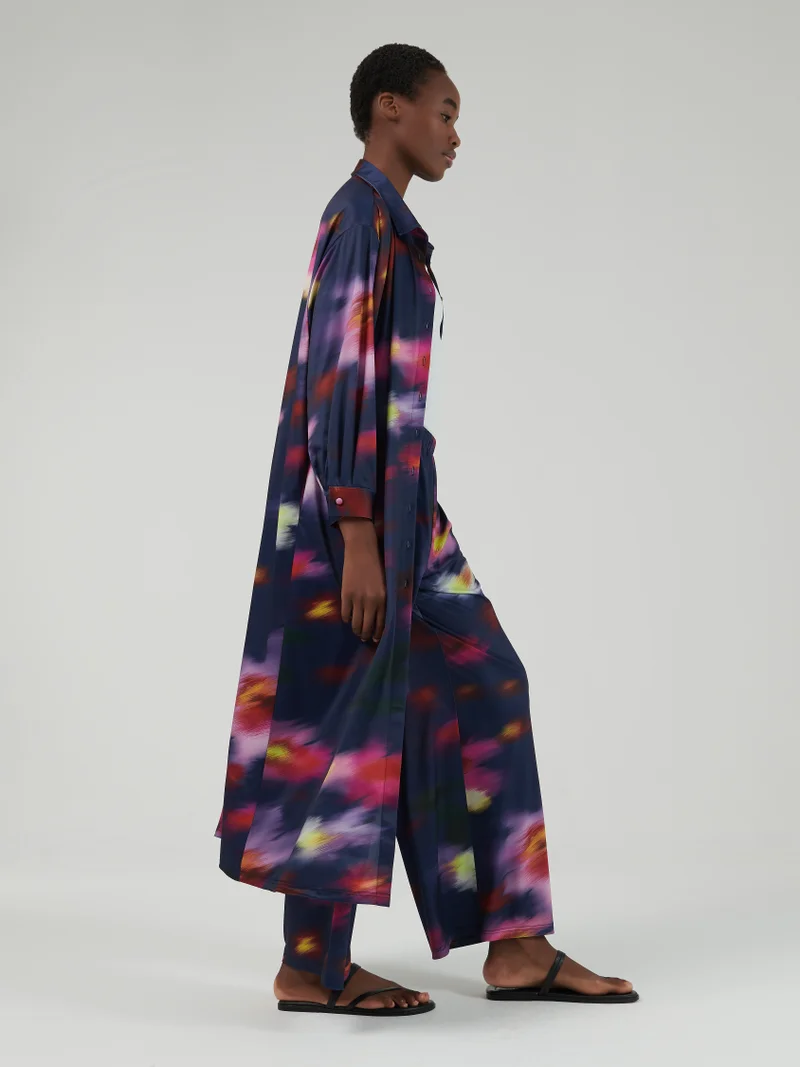 leem Blurred Floral Print Trousers