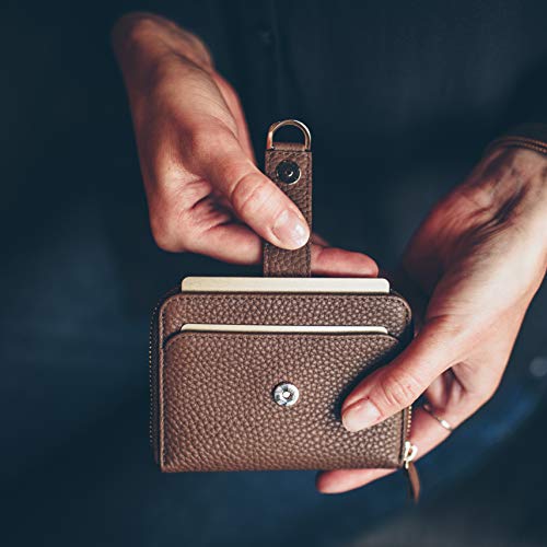 Vaultskin Small Wallet for Women, Leather Card Holder with RFID Blocking with Zipper Coin Pocket, Cash Pocket - Minimalist Wallet Women Slim Design for Everyday Use (Brown, Belgravia) - Image 5
