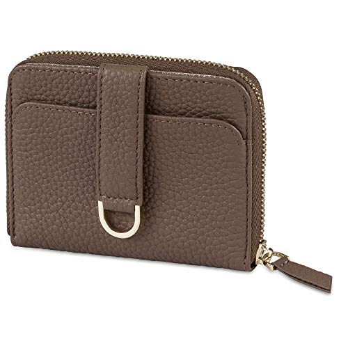 Vaultskin Small Wallet for Women, Leather Card Holder with RFID Blocking with Zipper Coin Pocket, Cash Pocket - Minimalist Wallet Women Slim Design for Everyday Use (Brown, Belgravia) - Image 1