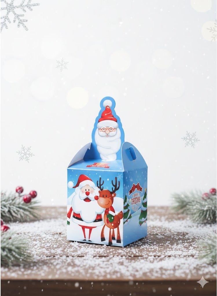 Light Blue Mini Gift & Candy Box with Festive Holiday Prints - Image 3