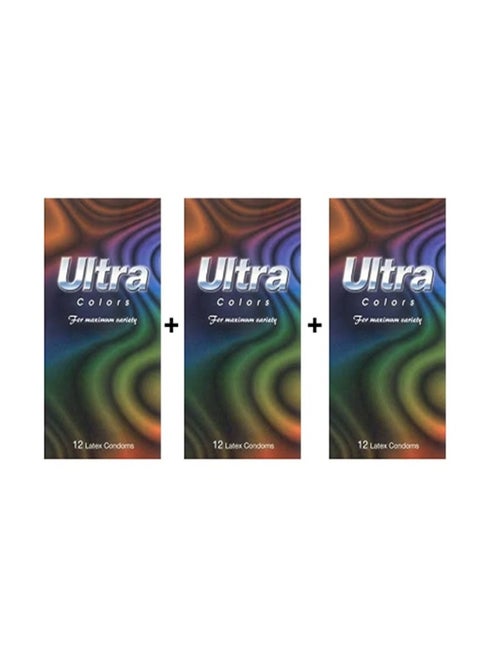 ULTRA COLORS CONDOMS 3 packs 12 each