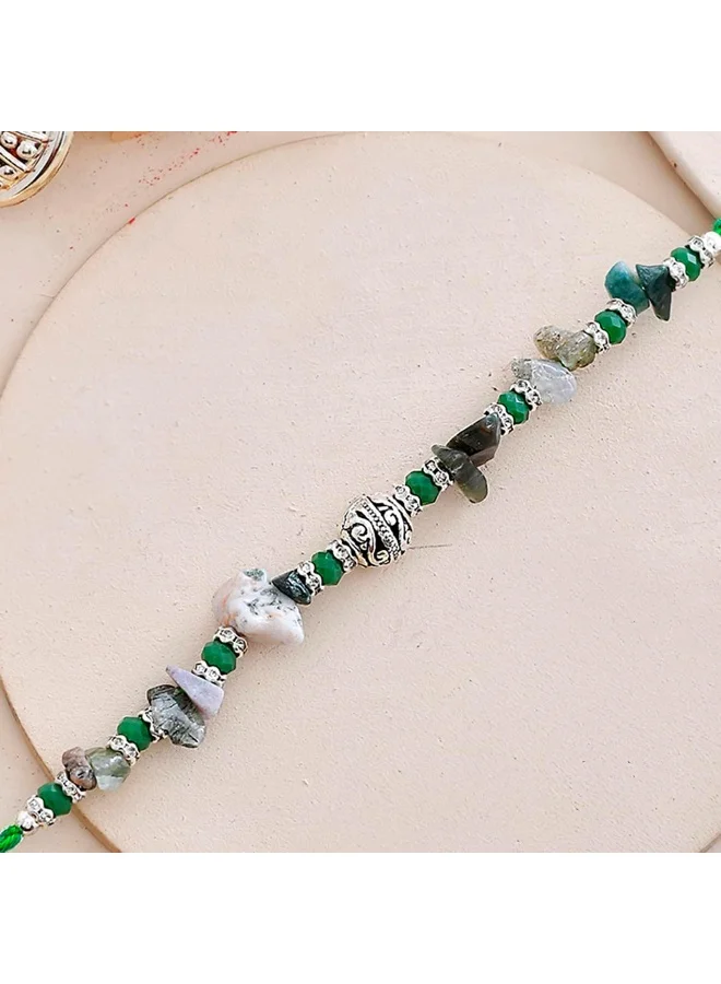 فويلا راخي خرز أخضر بنقوش بوهيمية