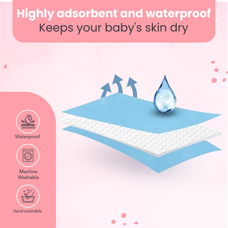 MELVIS Instadry Anti-Piling Fleece Baby Bed Protector, Waterproof Baby Sheet, Extra Absorbent & Quick Dry Sheet for Baby, Small Size 50x70cm, Pack of 2 (Sky Blue & Salmon Rose) - Image 3
