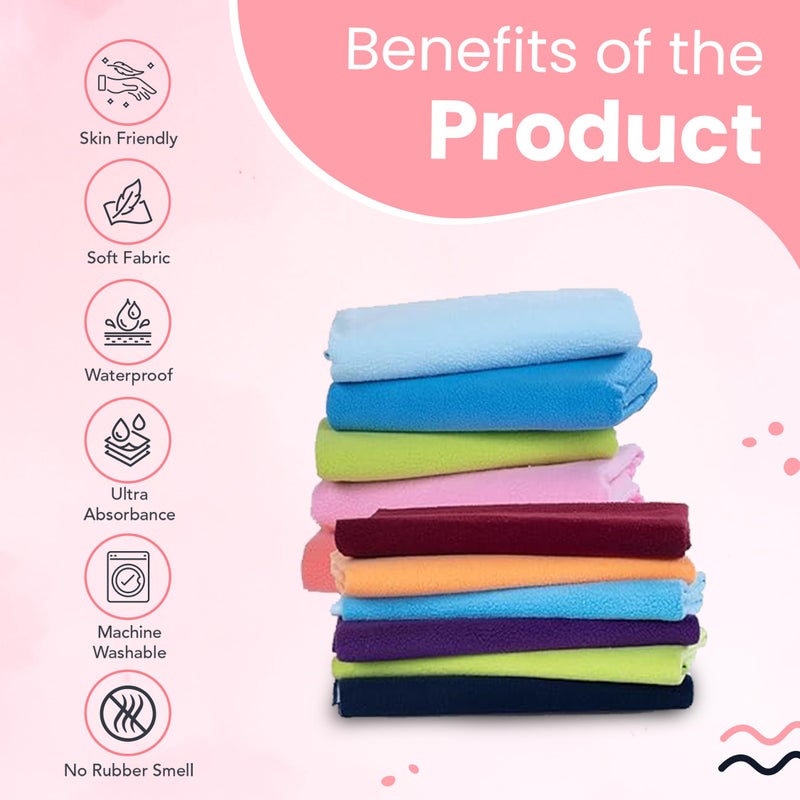 MELVIS Instadry Anti-Piling Fleece Baby Bed Protector, Waterproof Baby Sheet, Extra Absorbent & Quick Dry Sheet for Baby, Small Size 50x70cm, Pack of 2 (Sky Blue & Salmon Rose) - Image 2
