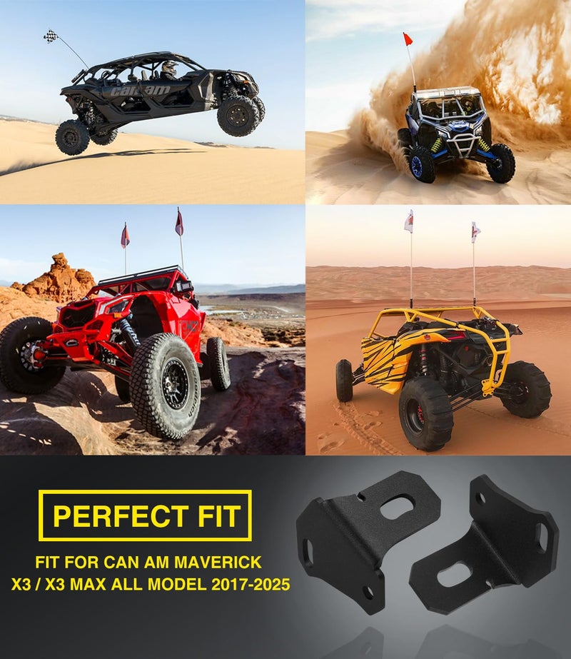 Generic sixcow Adjustable X3 Whip Light Flag Mount - [2 Pack] UTV Rear Pillar Flag Antenna Mounting Brackets for LED Whip Light, Fits for Can Am Maverick X3 & X3 Max Turbo DS RS RR Whip Holder 2017-2024  - Image 2
