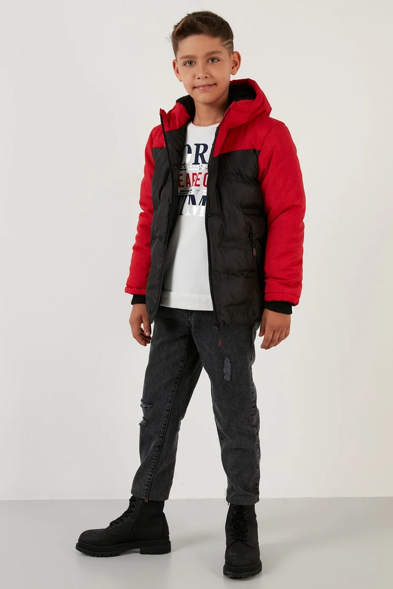 Lela Plush Lined Hooded Puffer Coat with Zipper Pockets Boys' Coat 5760041