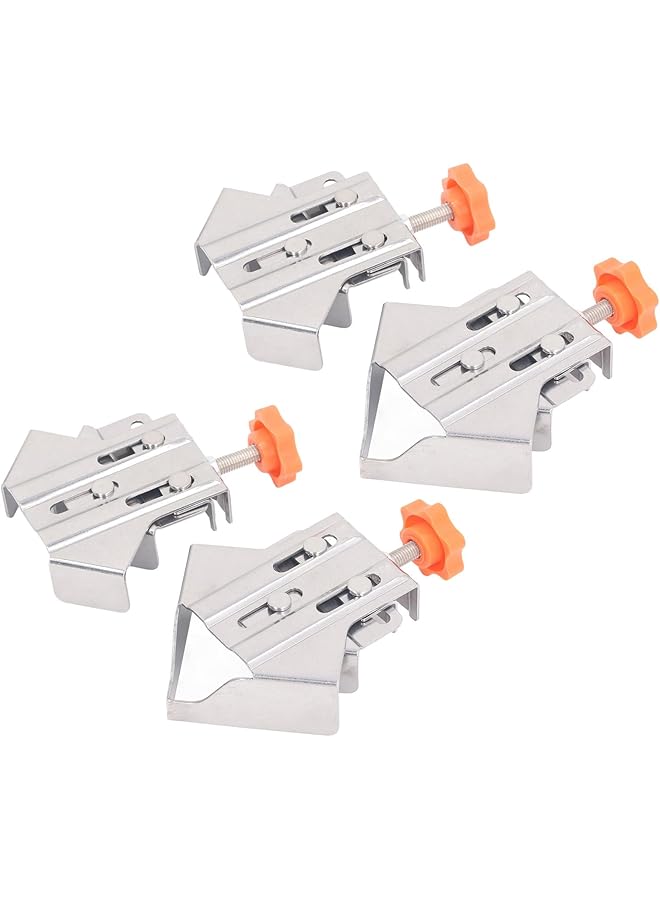promass 4Pcs Corner Clamps for Woodworking, Open and Closed, 90 Degree Right Angle Clamp, Adjustable Swing Jaw, Multipurpose Stainless Steel Corner Clamping Tool