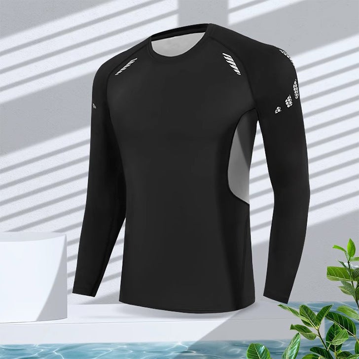 Generic Mens High-Elastic Quick-Dry Swimwear J31 technology gray black body long sleeve