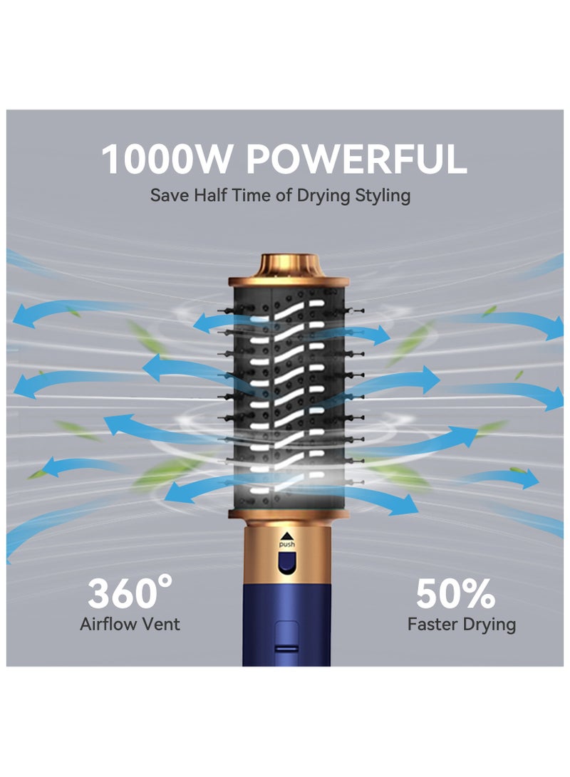 PANDA JOJO 6 in 1 Hair Dryer Brush, Blow Dryer Brush Ionic Hair Dryer, Multi Hair Styler for Fast Drying Styling Curling Straightening Volumizing (Blue Gold) - Image 3