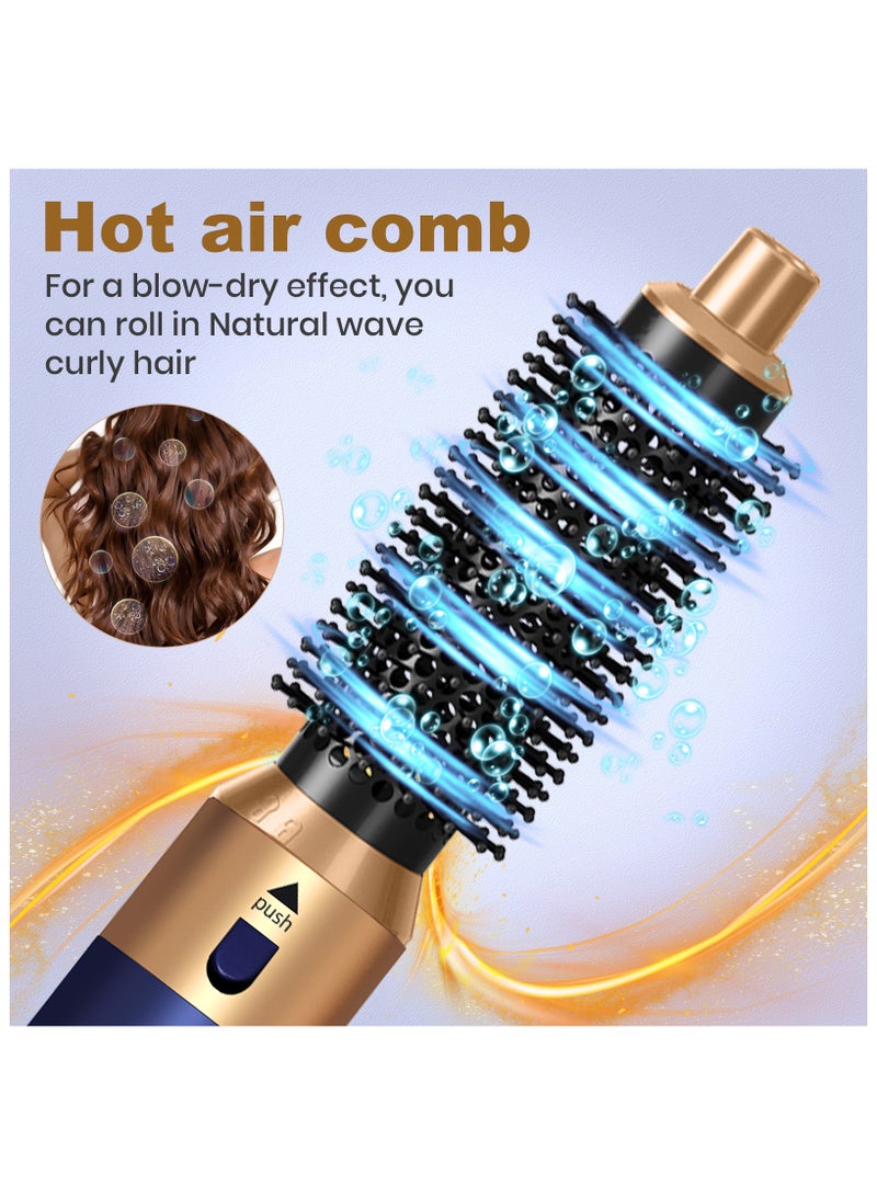 PANDA JOJO 6 in 1 Hair Dryer Brush, Blow Dryer Brush Ionic Hair Dryer, Multi Hair Styler for Fast Drying Styling Curling Straightening Volumizing (Blue Gold) - Image 4