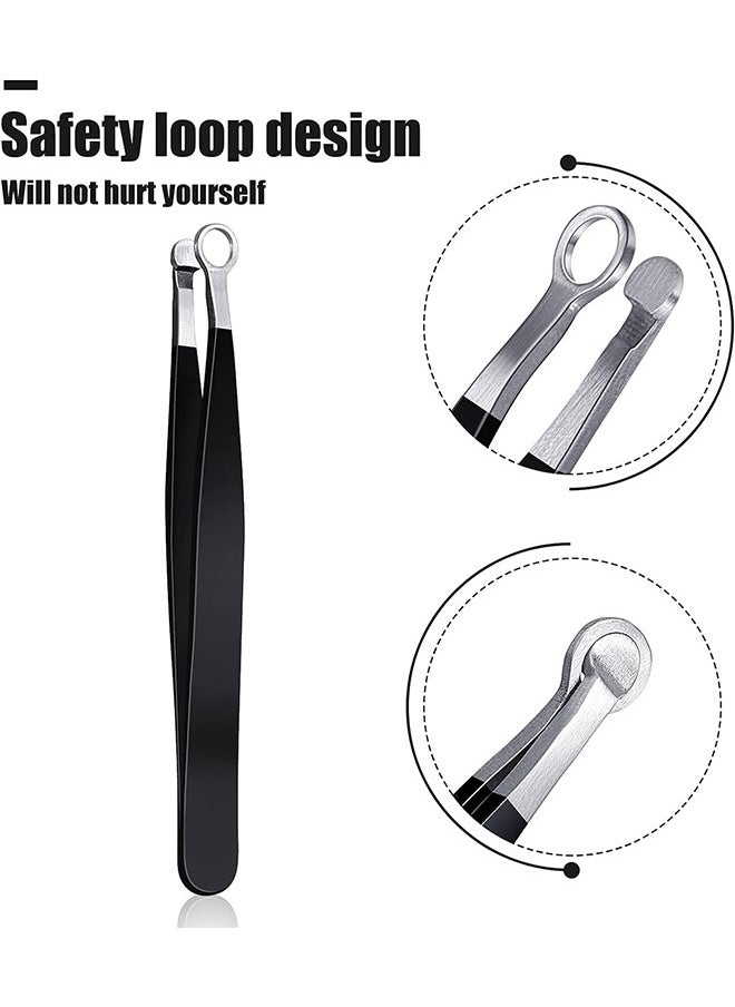 Gecomo Nose Hair Tweezers, Stainless Steel Round Head Clippers, for Noses Hair Brow Sideburns (Black)  - Image 3