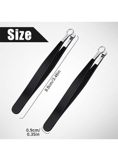Gecomo Nose Hair Tweezers, Stainless Steel Round Head Clippers, for Noses Hair Brow Sideburns (Black)  - Image 2