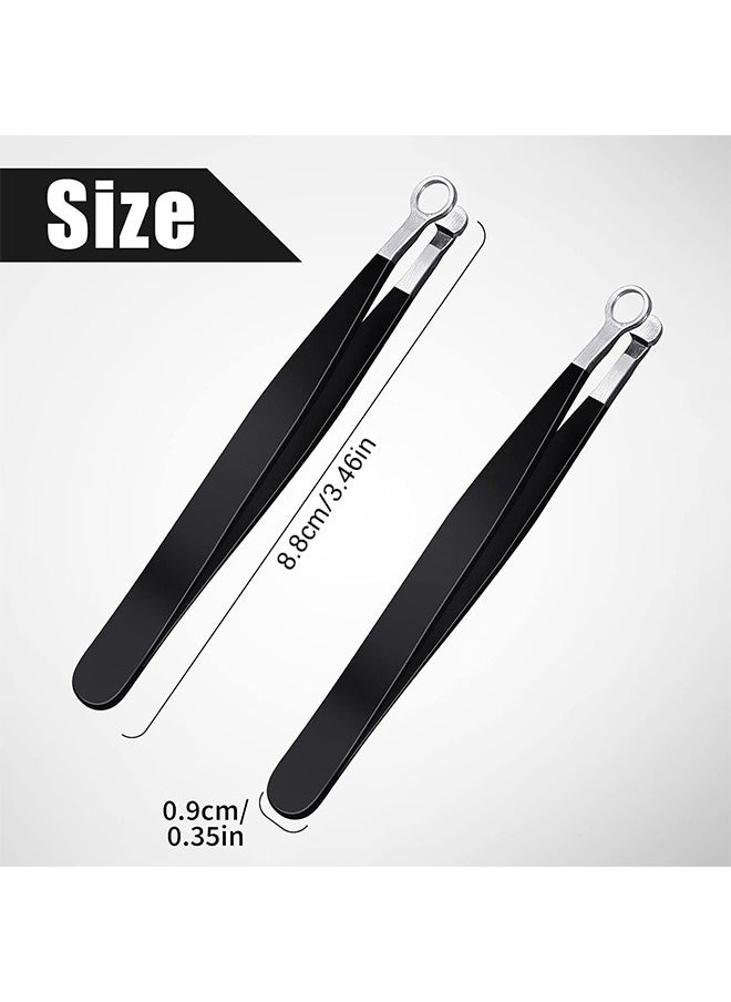Gecomo Nose Hair Tweezers, Stainless Steel Round Head Clippers, for Noses Hair Brow Sideburns (Black)  - Image 2