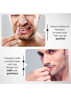 Gecomo Nose Hair Tweezers, Stainless Steel Round Head Clippers, for Noses Hair Brow Sideburns (Black)  - Image 5