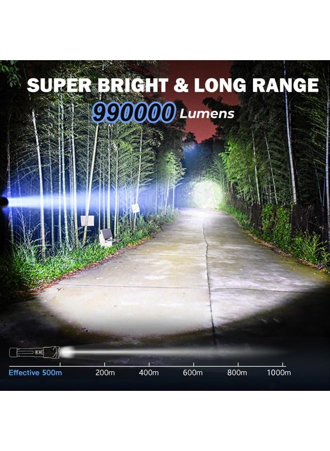 Cinlinso Flashlight High Lumens Rechargeable 2 Pack, 990000 Lumen Super Bright Led Flashlights with 7 Light Modes, IPX6 Waterproof, Powerful Handheld Flash Light for Camping Home Emergencies - Image 2