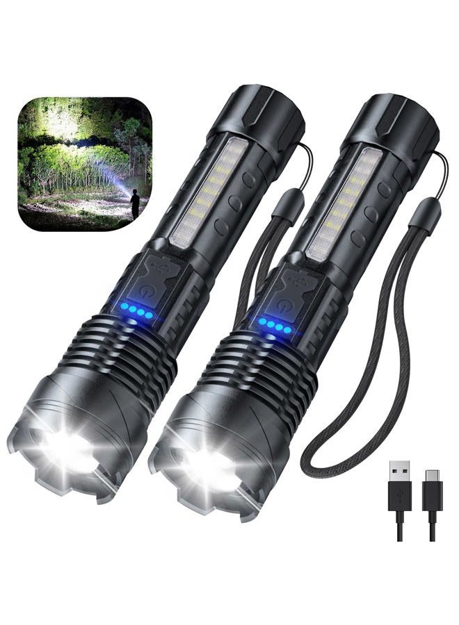 Cinlinso Flashlight High Lumens Rechargeable 2 Pack, 990000 Lumen Super Bright Led Flashlights with 7 Light Modes, IPX6 Waterproof, Powerful Handheld Flash Light for Camping Home Emergencies - Image 1