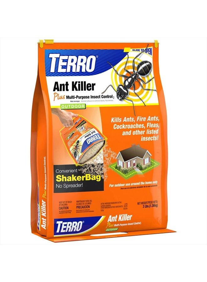 TERRO T901-6 Ant Killer Plus للتحكم في الحشرات متعدد الأغراض في الهواء الطلق - يقتل النمل الناري والبراغيث والصراصير والحشرات الزاحفة الأخرى - 3 رطل - Image 1